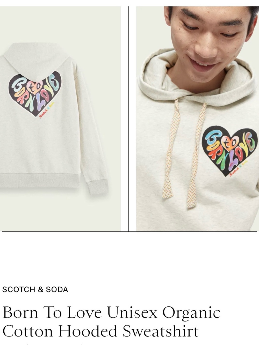 Scotch & Soda Unisex Hoodie 'Born to Love' Size S